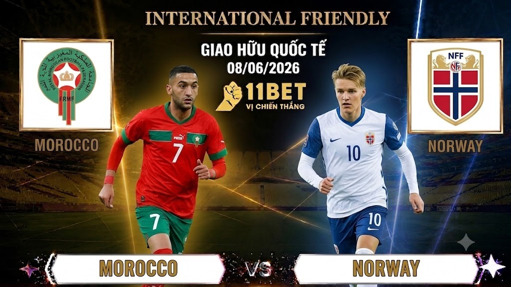 11BET Nhận Định Bóng Đá Morocco vs Na Uy – Giao Hữu Quốc Tế – 02h00 ngày 08/06/2026 cùng 11BETMời quý độc giả đến với bài phân tích chuyên sâu về phong độ hiện tại, tương quan lực lượng cùng lịch sử đối đầu giữa Morocco và Na Uy. Dưới đây là bài nhận định bóng đá được thực hiện bởi đội ngũ chuyên gia phân tích tỷ lệ kèo từ nhà cái 11BET."
